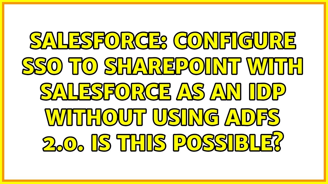 Configure SSO to Sharepoint with Salesforce as an IdP without using ADFS 2.0. Is this possible?