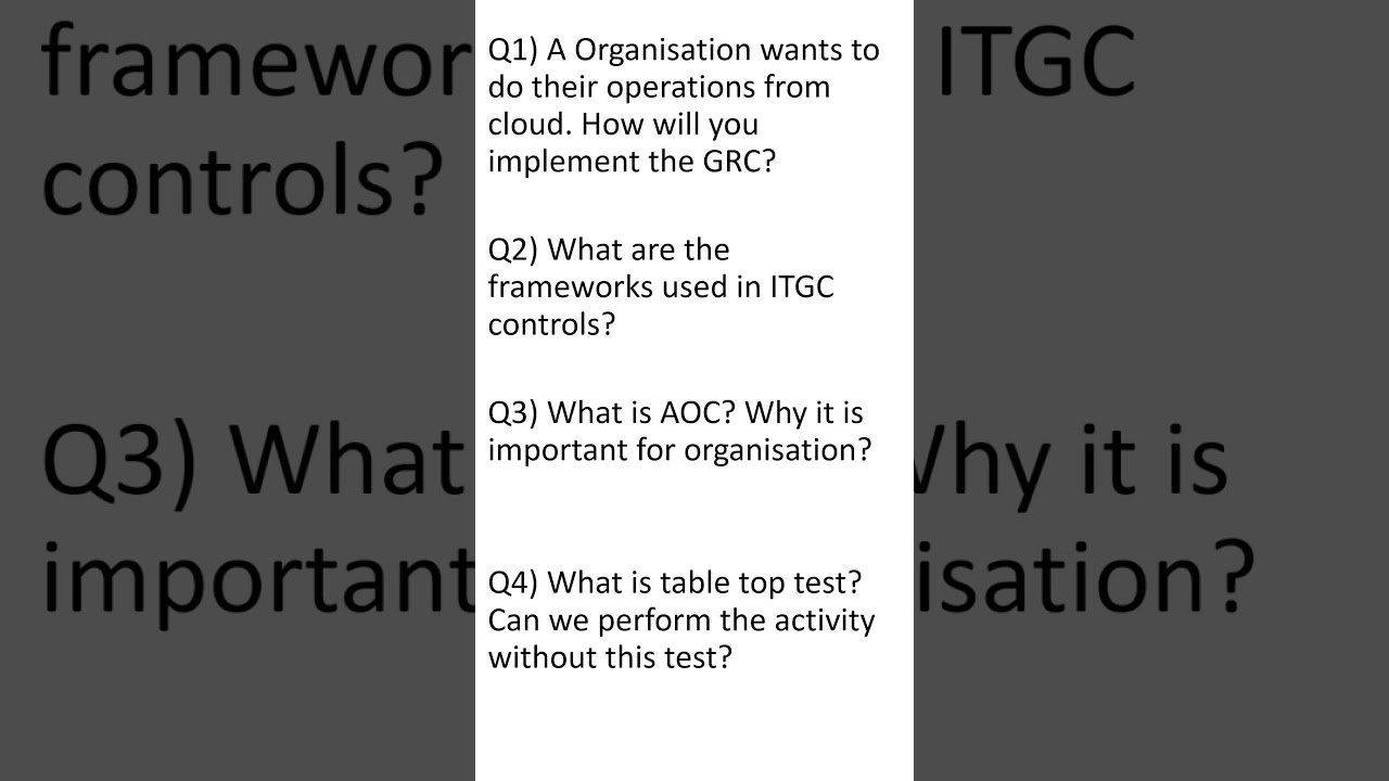 Very Important GRC Interview Question – V || #interviewquestions #grc #aoc #itgc