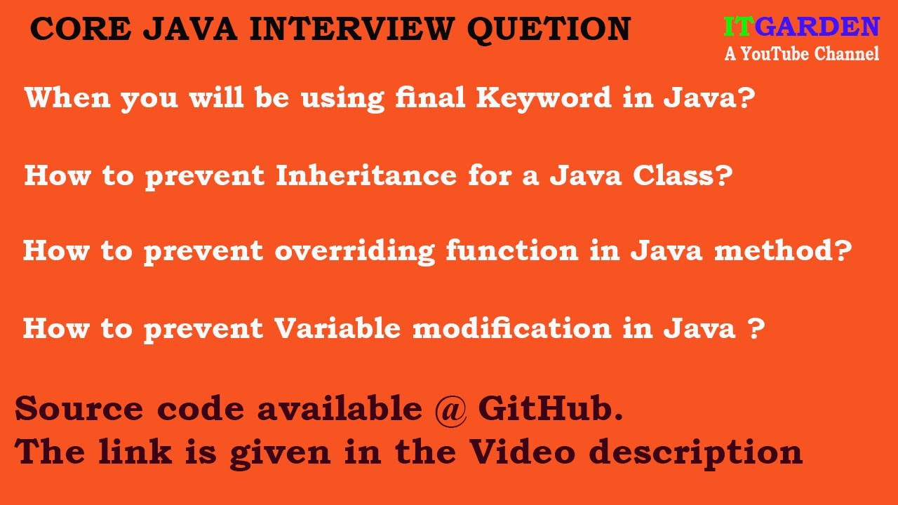 Core Java Interview Question – How to prevent Inheritance from the class,final keyword uses in Java