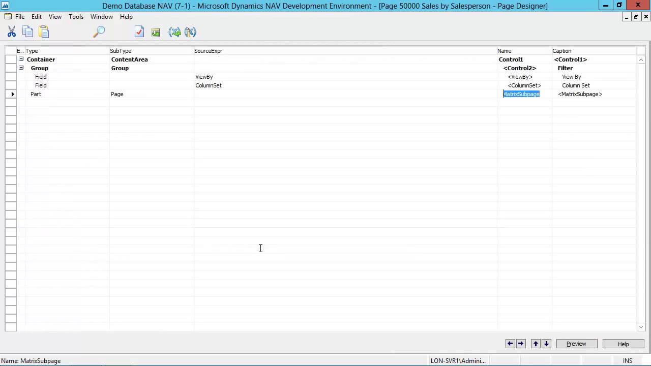 How Do I Create a Matrix Page in Microsoft Dynamics NAV 2013 R2
