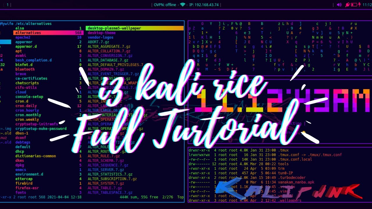 kali punk i3 rice full tutorial to setup | #kalilinux #i3 #rice | Cyberpunk 2077 theme